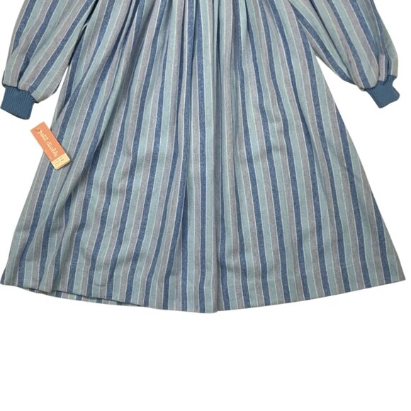 Petit Diable Girls Vintage Flannel Dress 10 Years Old Long Sleeve Blue - Picture 8 of 11
